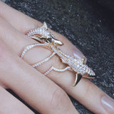 SHARK DOUBLE TWIST RING IN YELLOW GOLD WITH DIAMONDS