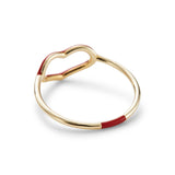 HEART RING IN RUBY RED ENAMEL AND YELLOW GOLD