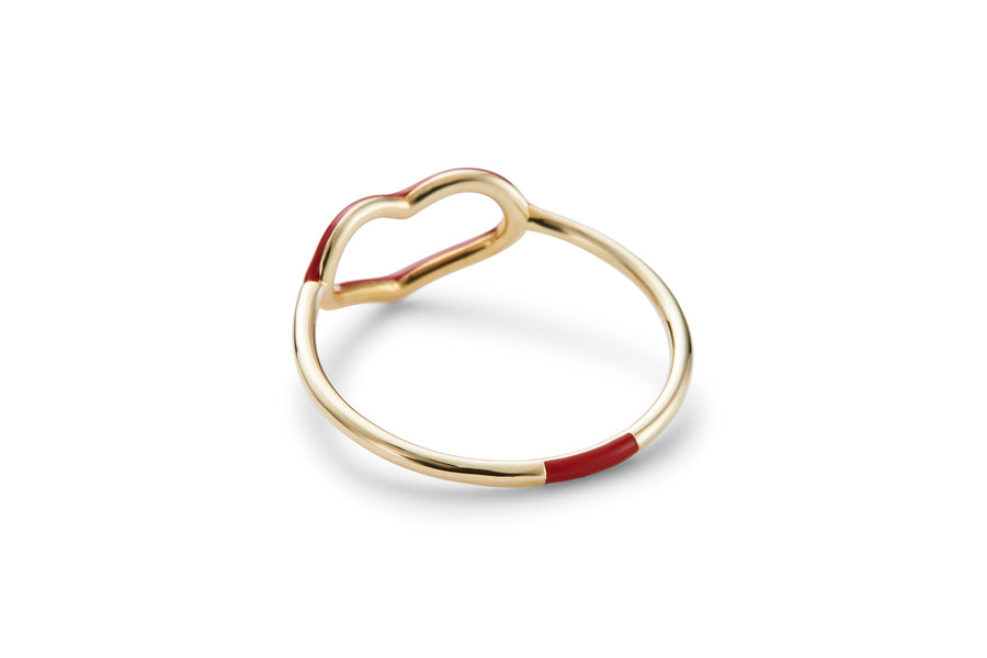 Ruby Enamel Heart Ring