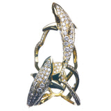SHARK DOUBLE TWIST RING IN YELLOW GOLD WITH DIAMONDS