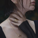 VIOLA CANADENSIS MULTI LEAF EARRING PAIR IN YELLOW GOLD WITH DIAMOND