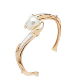 SHARK CUFF IN YELLOW GOLD WITH BAROQUE SOUTH SEA PEARL