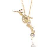 GOLDEN SEADRAGON PENDANT WITH DIAMOND TAIL IN YELLOW GOLD