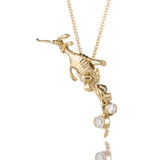 GOLDEN SEADRAGON PENDANT WITH DIAMOND TAIL IN YELLOW GOLD