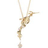 GOLDEN SEADRAGON PENDANT WITH DIAMOND TAIL IN YELLOW GOLD