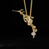 GOLDEN SEADRAGON PENDANT WITH DIAMOND TAIL IN YELLOW GOLD