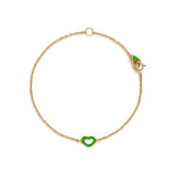 HEART BRACELET IN GREEN ENAMEL AND YELLOW GOLD