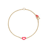 HEART BRACELET IN PINK GLITTER ENAMEL AND YELLOW GOLD