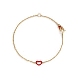 HEART BRACELET IN RUBY RED AND YELLOW GOLD