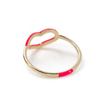 HEART RING IN PINK GLITTER ENAMEL AND YELLOW GOLD