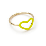 HEART RING IN YELLOW ENAMEL AND YELLOW GOLD