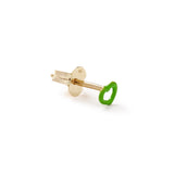 MINI HEART EAR STUD IN GREEN ENAMEL AND YELLOW GOLD