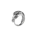 SWALLOW AND PANTHER RING IN SILVER