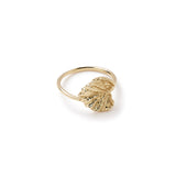 VIOLA CANADENSIS DOUBLE LEAF RING IN YELLOW GOLD WITH WHITE DIAMOND