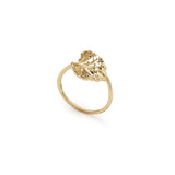 VIOLA CANADENSIS DOUBLE LEAF RING IN YELLOW GOLD WITH WHITE DIAMOND