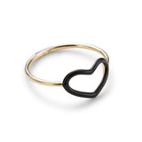 HEART RING IN BLACK ENAMEL AND YELLOW GOLD