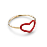 HEART RING IN RUBY RED ENAMEL AND YELLOW GOLD