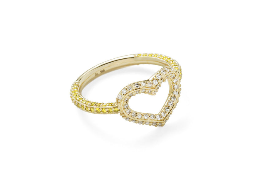 Single Heart Ring with Full Pave Diamonds