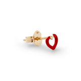 HEART STUD IN RUBY RED ENAMEL AND YELLOW GOLD