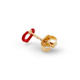 HEART STUD IN RUBY RED ENAMEL AND YELLOW GOLD