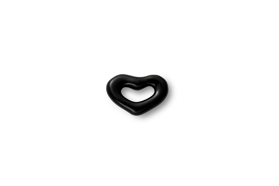 Mini Black Enamel Heart Ear Stud