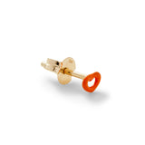 MINI HEART STUD IN FLUORESCENT ORANGE ENAMEL AND YELLOW GOLD