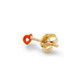 MINI HEART STUD IN FLUORESCENT ORANGE ENAMEL AND YELLOW GOLD