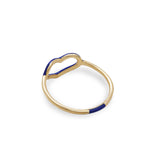 HEART RING IN INDIGO ENAMEL AND YELLOW GOLD