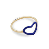 HEART RING IN INDIGO ENAMEL AND YELLOW GOLD