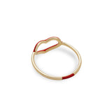 HEART RING IN JASPER RED ENAMEL AND YELLOW GOLD