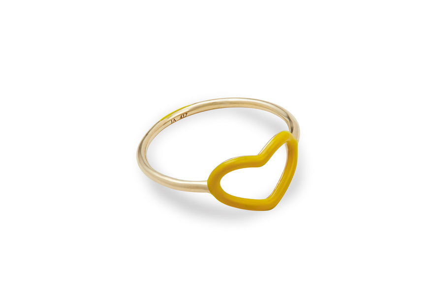 Manipura yellow enamel heart ring