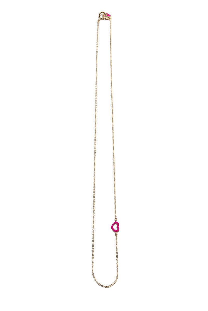 Pink Glitter Enamel Single Heart Pendant