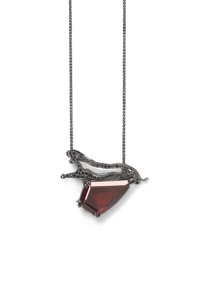 Panther Cut Out Pendant With Hessonite Garnet