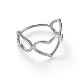 DELICATE TRIPLE HEART RING IN YELLOW GOLD WITH WHITE RHODIUM