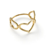 DELICATE TRIPLE HEART RING IN YELLOW GOLD